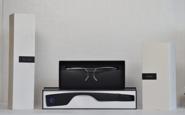 Box containing Envision glasses with the frames visible