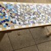 Multi coloured mosaic tile bench