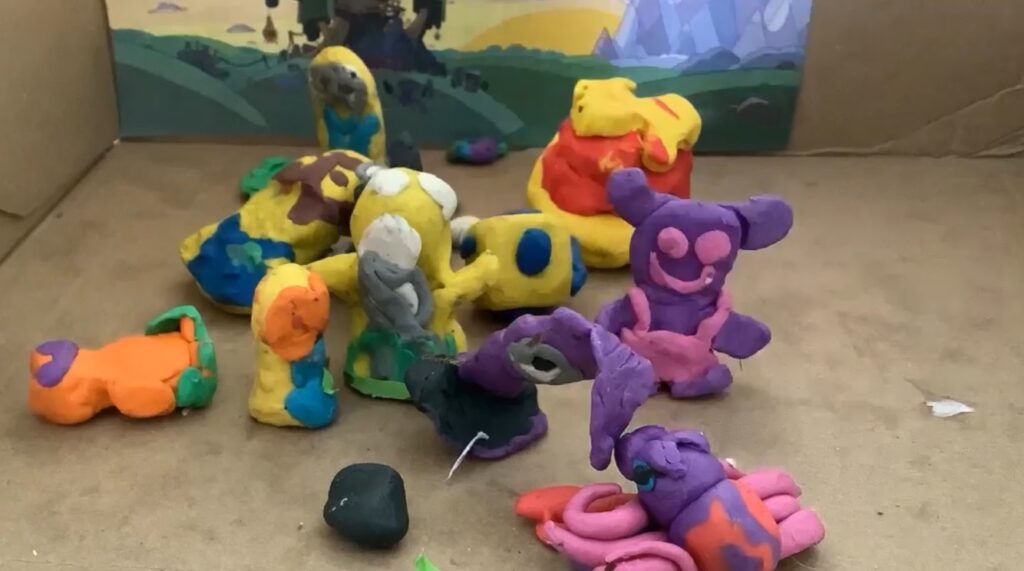 Plasticine clay models created by our students featuring in a stop motion animation