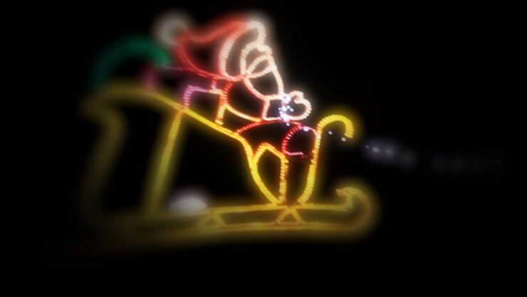 Screenshot of our fundraising campaign of a Santa on a sleigh Christmas lights.
