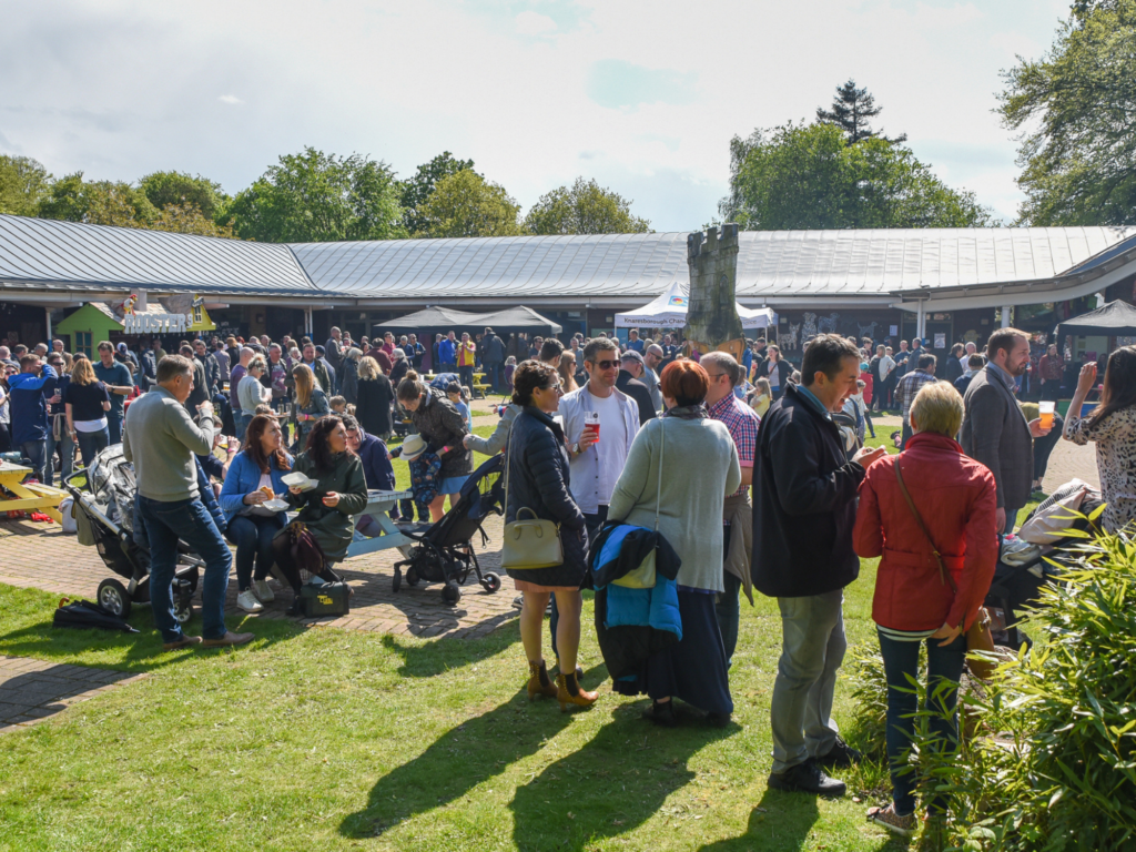 Image shows crowd at the 2019 henshaws beer festival.