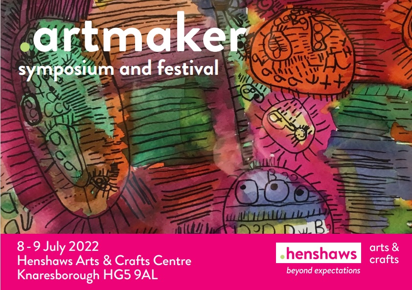 Colourful artwork is the background to an advert promoting the festival.