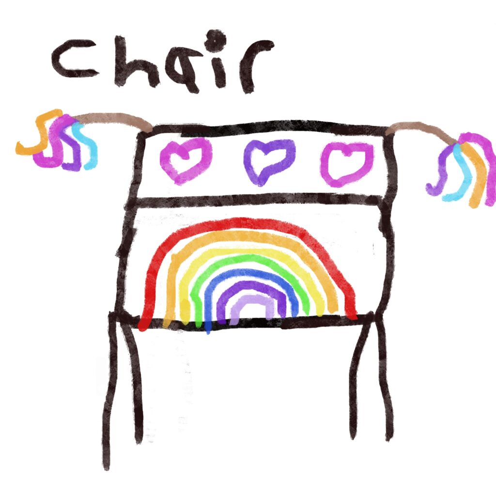 Colourful chair drawn by artmaker Jenna